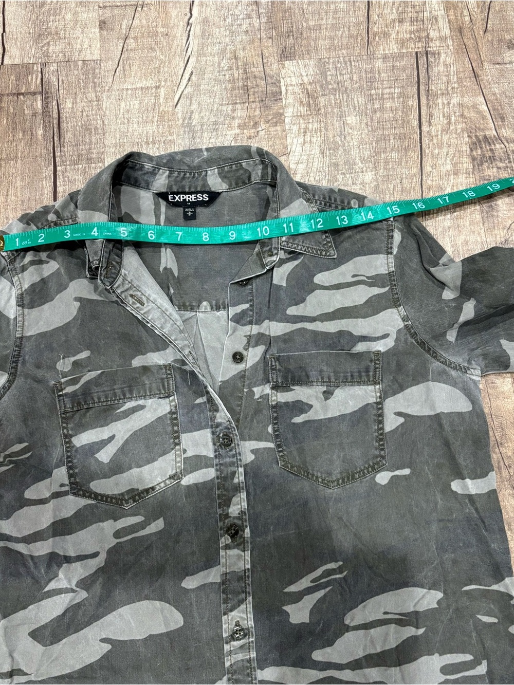 Express Camo Button-Up Shirt - Olive Green & Light Gray - Picture 4 of 5
